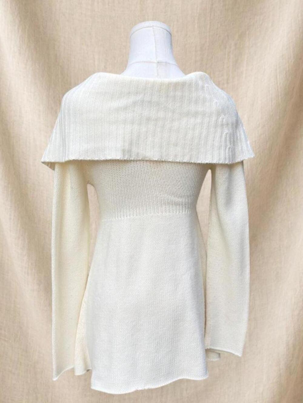 Y2K cream knit cardigan with cute collar and button detail - Picture 8 of 8